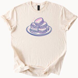 Macaron Stack Graphic T Shirt Pastel French Dessert Foodie Gift Tee